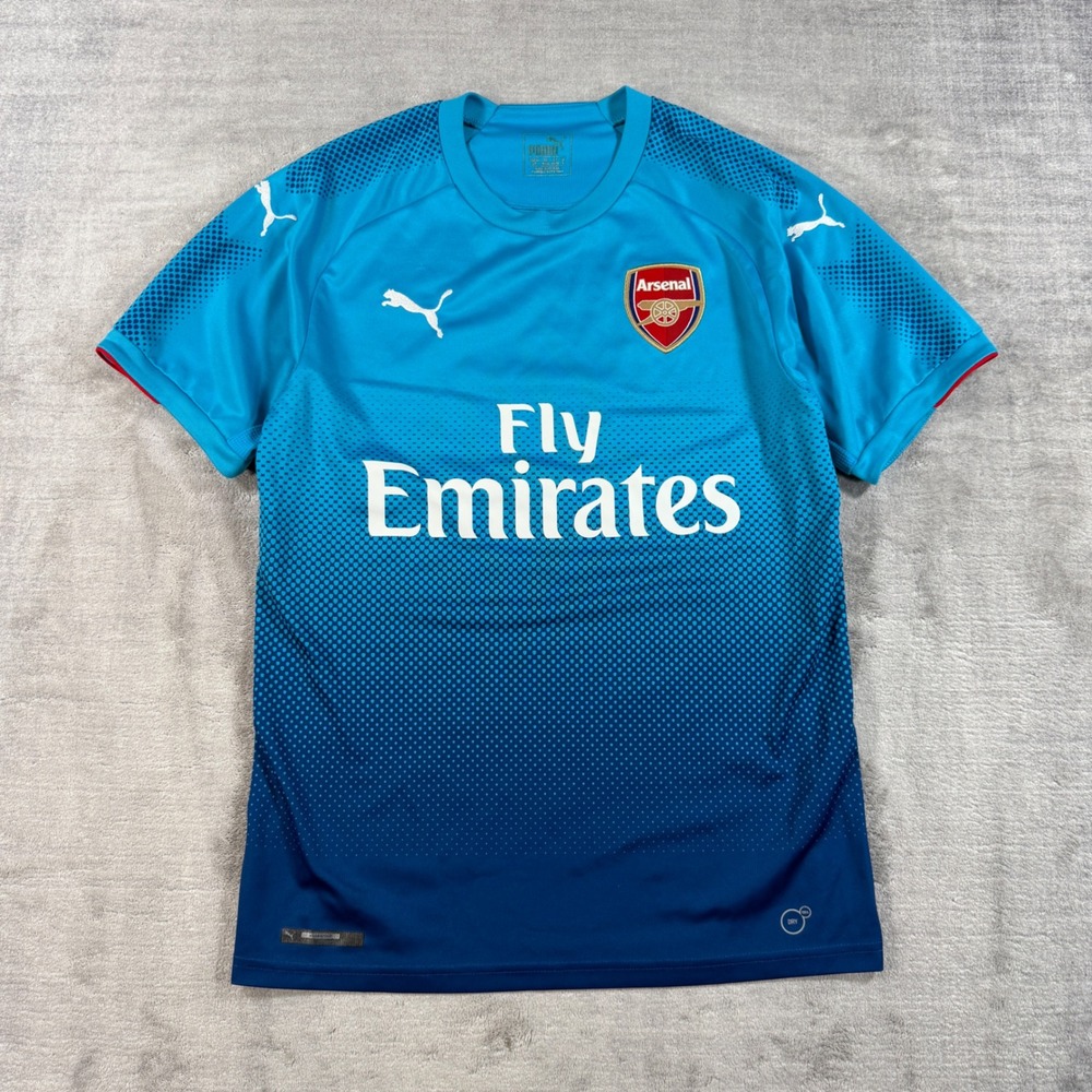 Arsenal FC Jersey Men Small Blue Away 2017-18 Puma Fly Emirates 751512 Soccer